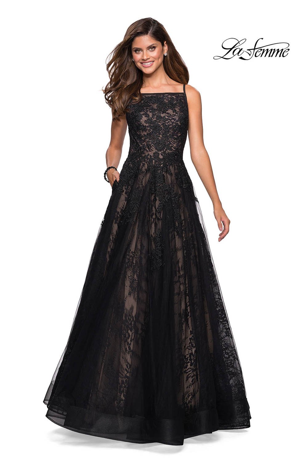 La Femme 27488 dress images in these colors: Black.