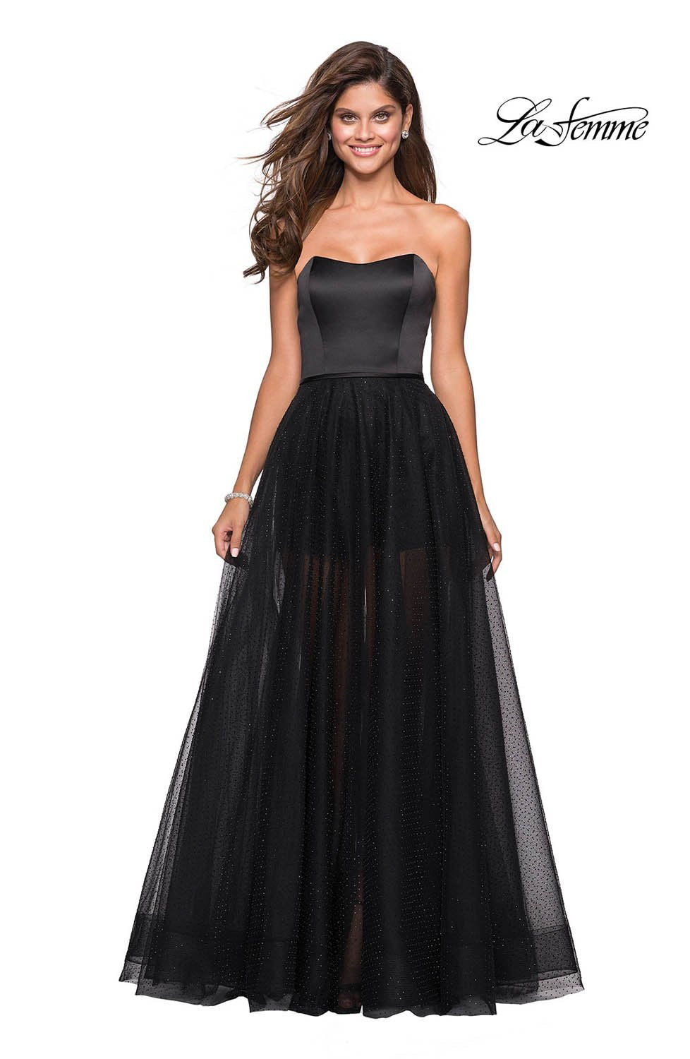 La Femme 27522 dress images in these colors: Black.