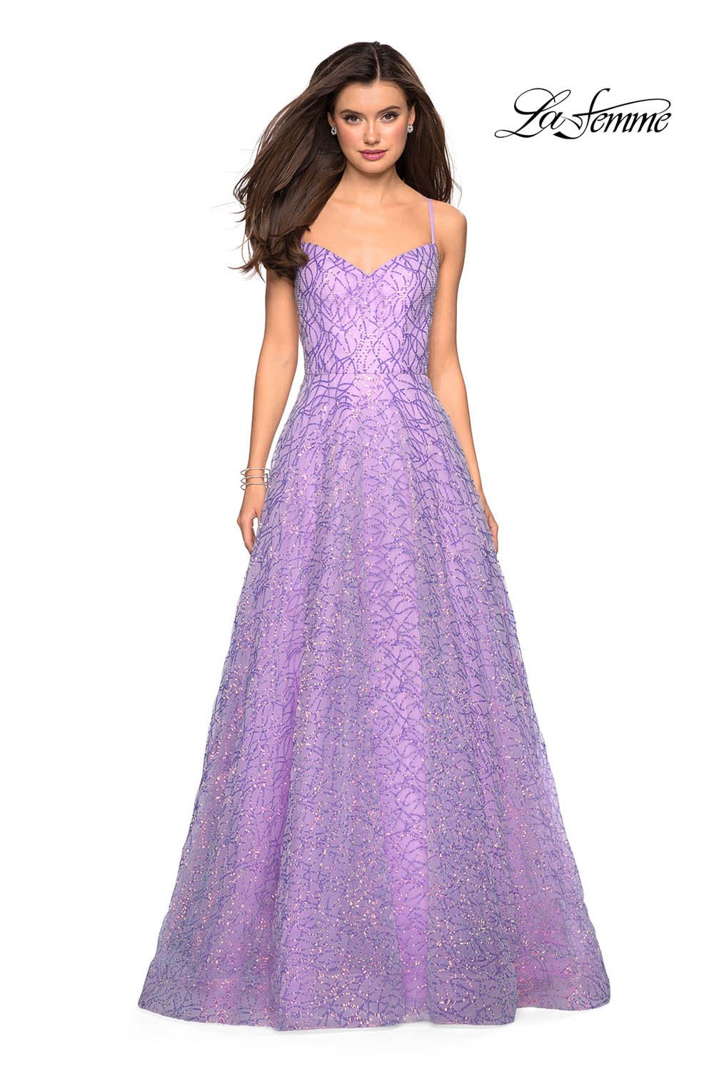 La Femme 27541 dress images in these colors: Blush, Lavender.