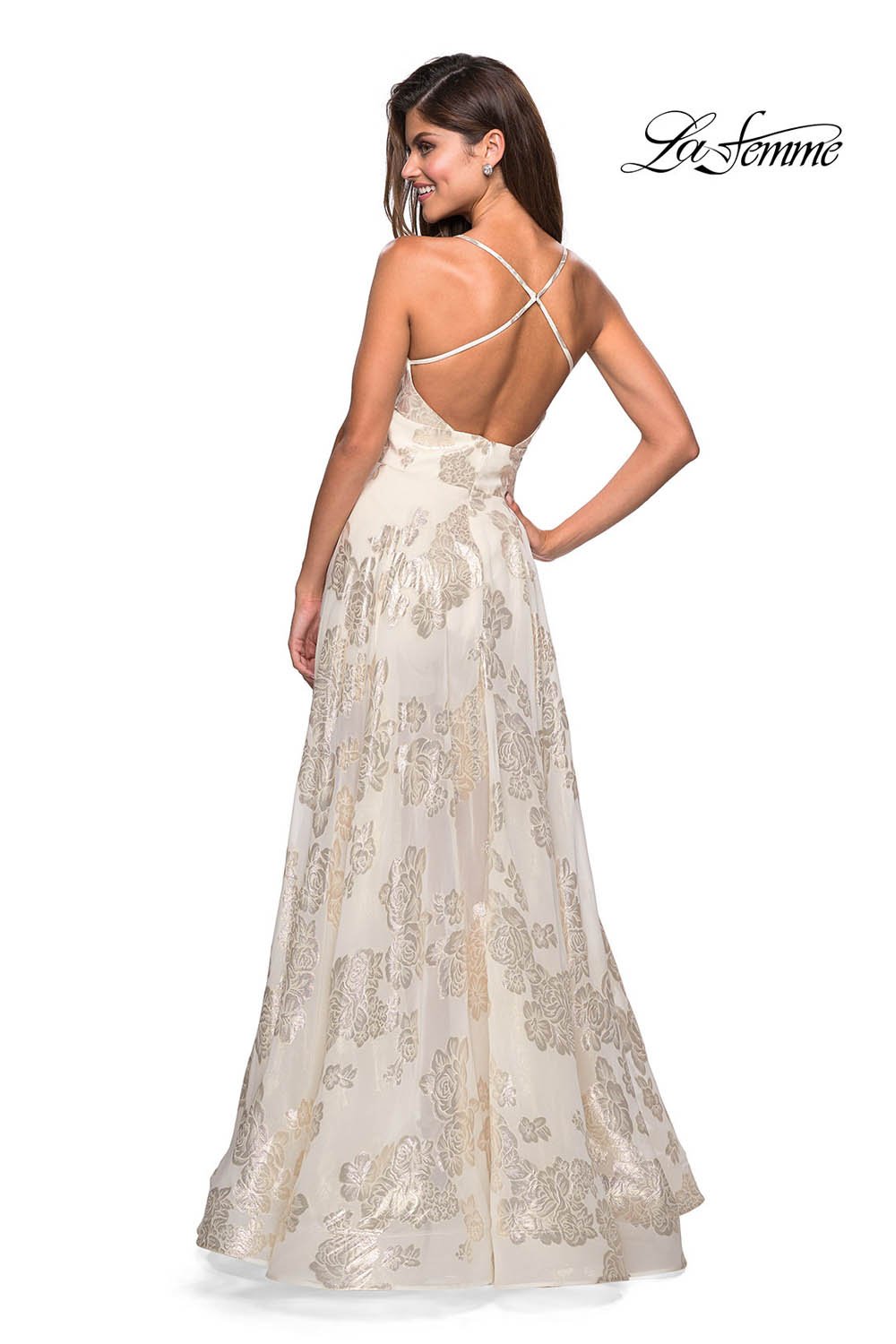 La Femme 27547 dress images in these colors: Ivory Gold.