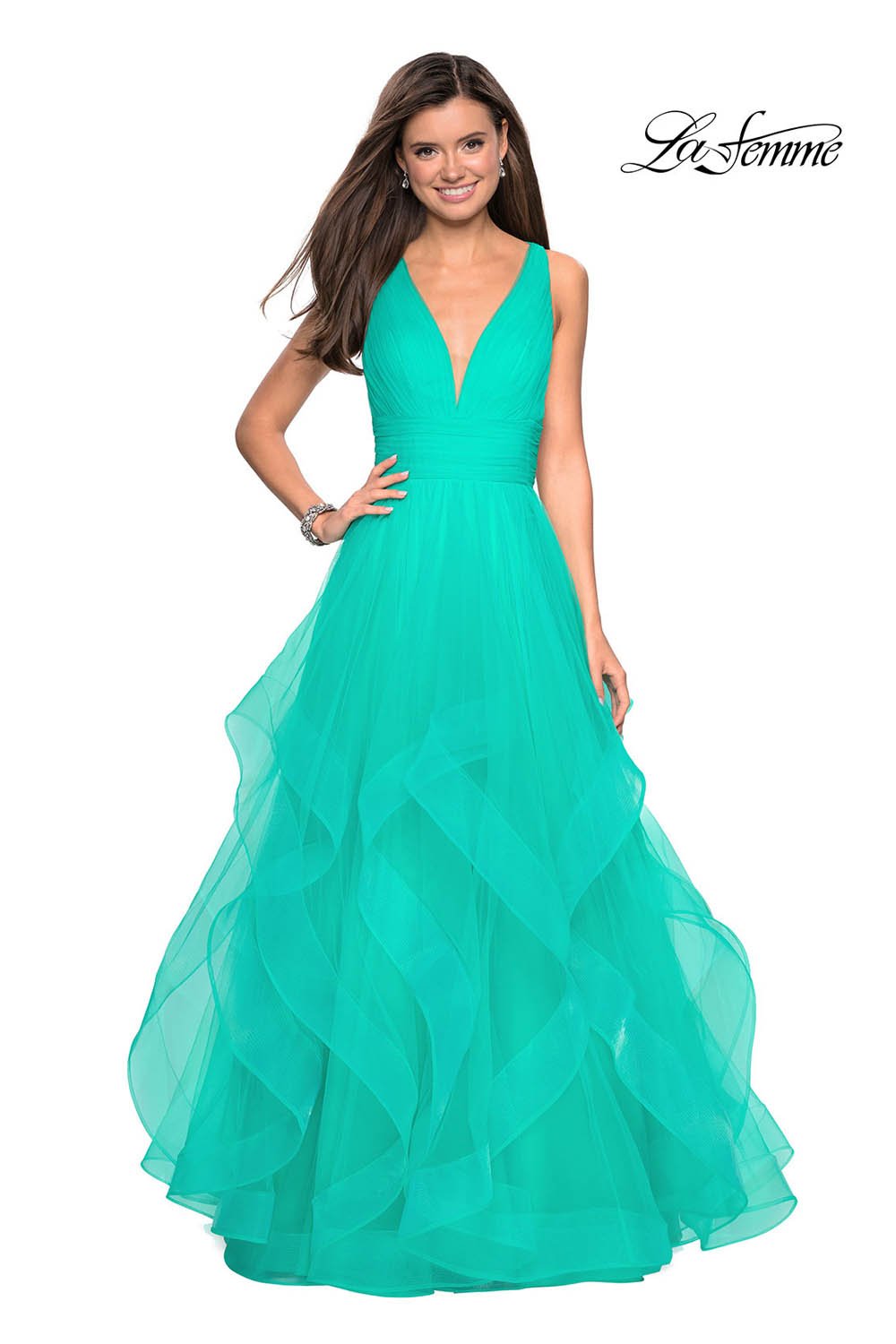 La Femme 27628 Dress - Formal Approach - La Femme Prom Dresses Aquamarine / 6 La Femme 27628 Dress - Formal Approach - La Femme Prom Dresses Aquamarine / 6