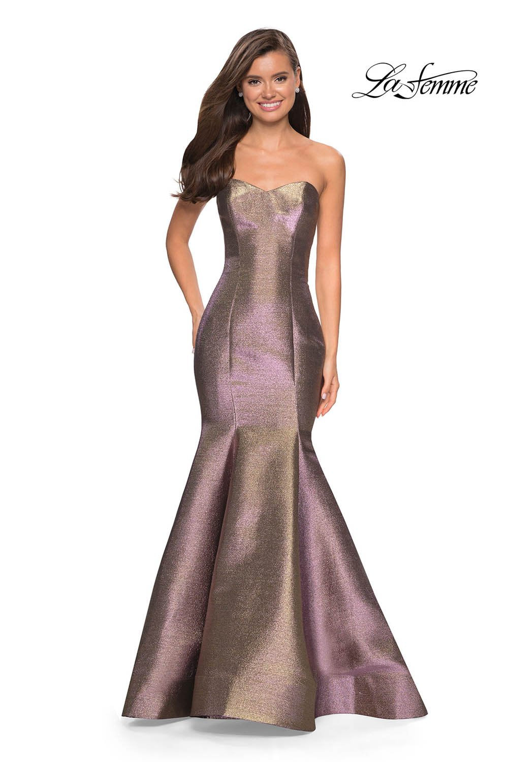 La Femme 27638 dress images in these colors: Purple Gold.