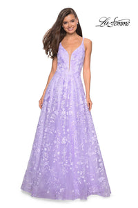 La Femme 27759 dress images in these colors: Lavender, Powder Blue.