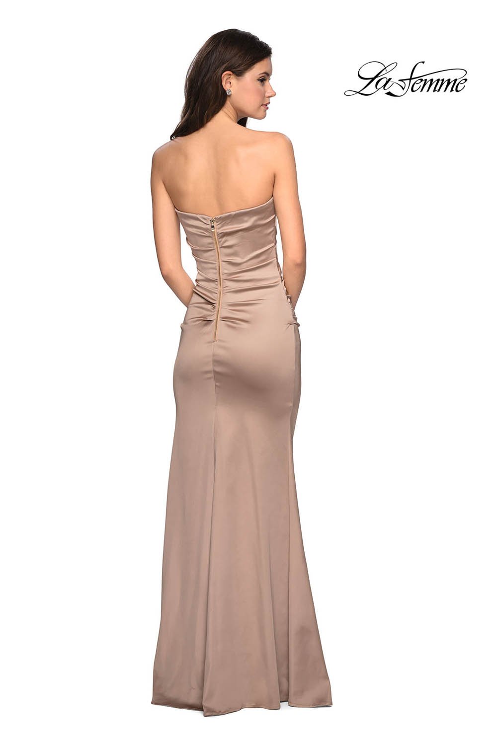 La Femme 27780 dress images in these colors: Forest Green, Fuchsia, Gold.