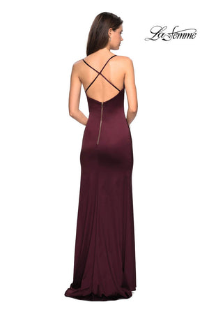 La Femme 27782 dress images in these colors: Burgundy, Navy.