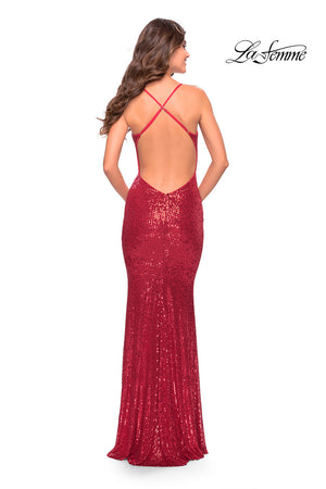 La Femme 31031 prom dress images.  La Femme 31031 is available in these colors: Red, Rose Gold, Royal Blue.