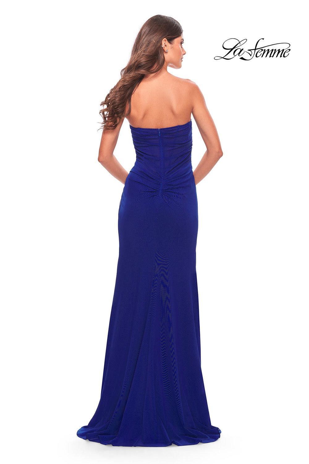 La Femme 31058 prom dress images.  La Femme 31058 is available in these colors: Black, Emerald, Red, Royal Blue.