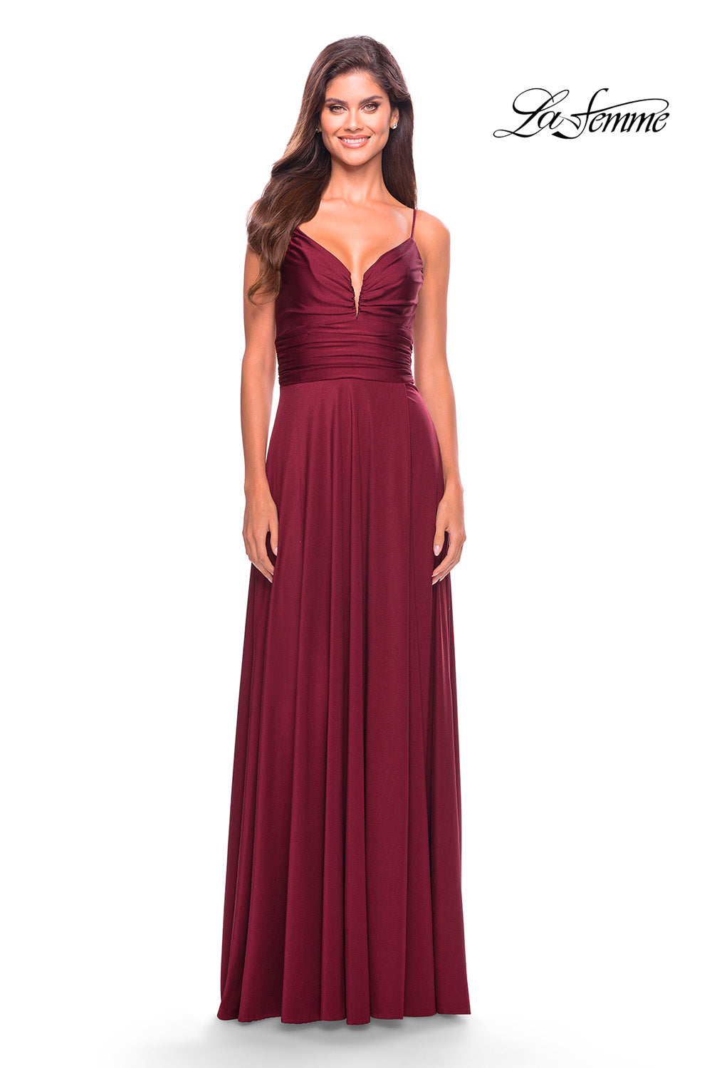 La Femme 31090 prom dress images.  La Femme 31090 is available in these colors: Black, Dark Berry, Emerald, Nude, Silver.