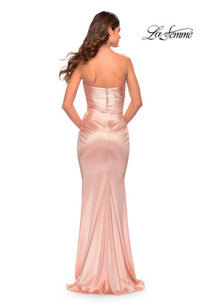 La Femme 31189 prom dress images.  La Femme 31189 is available in these colors: Champagne, Dark Emerald, Deep Red, Mauve, Navy, Royal Blue, Silver, White.