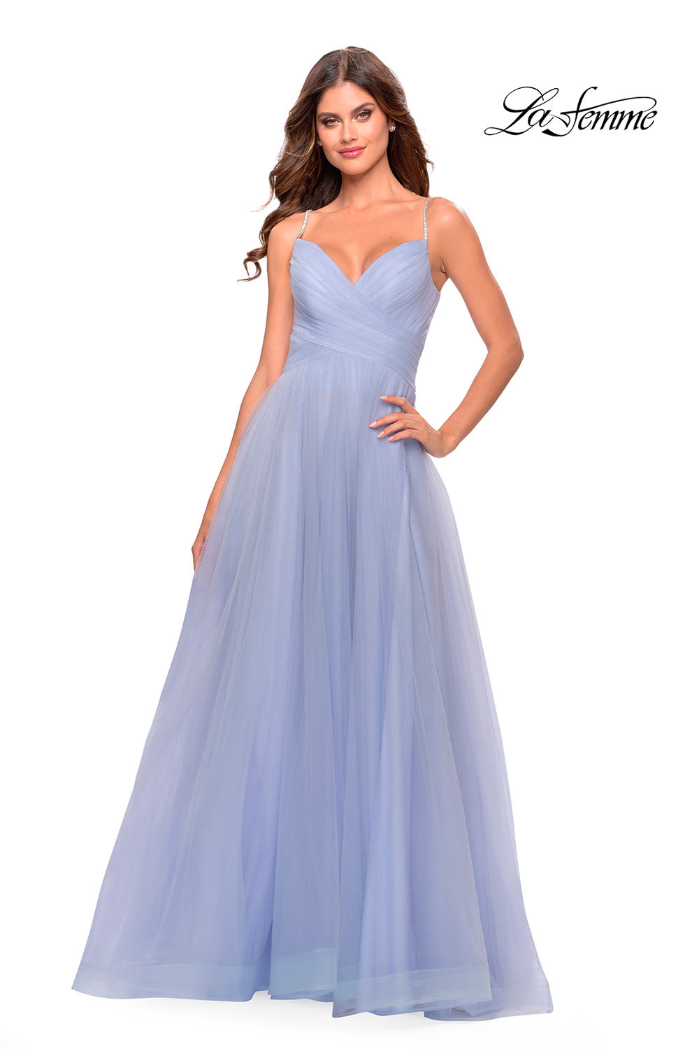 La Femme 31204 prom dress images.  La Femme 31204 is available in these colors: Dusty Mauve, Lilac Mist, Sage.