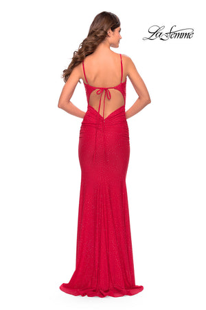 La Femme 31218 prom dress images.  La Femme 31218 is available in these colors: Emerald, Red, Royal Blue.