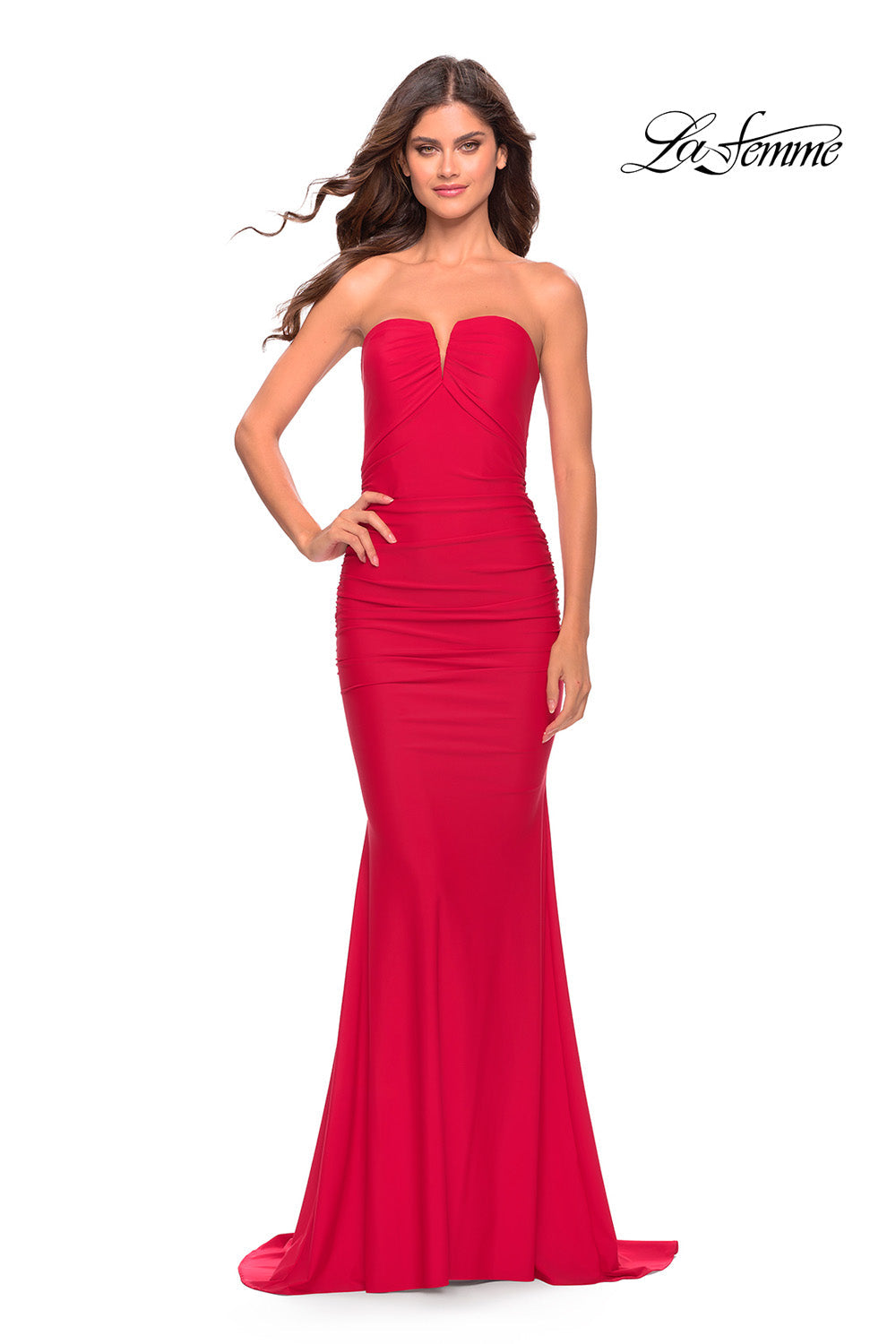 La Femme 31226 prom dress images.  La Femme 31226 is available in these colors: Black, Dark Emerald, Red, Royal Blue, Sage.