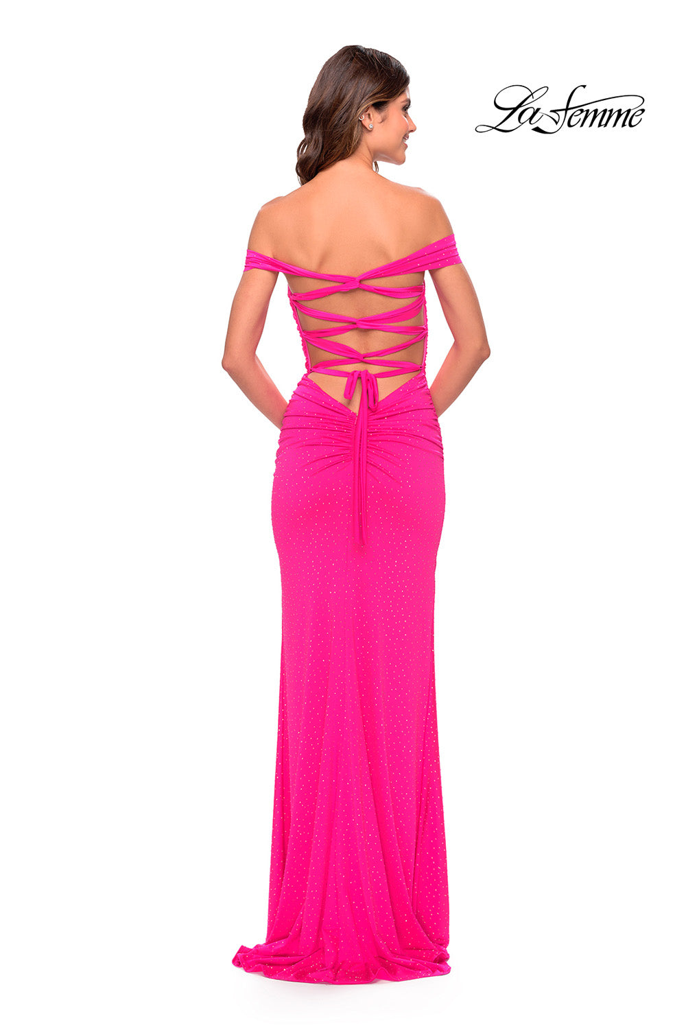 La Femme 31276 prom dress images.  La Femme 31276 is available in these colors: Light Periwinkle, Neon Pink, Royal Blue.