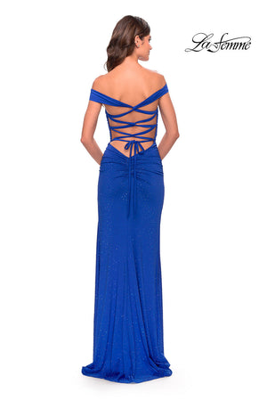 La Femme 31276 prom dress images.  La Femme 31276 is available in these colors: Light Periwinkle, Neon Pink, Royal Blue.
