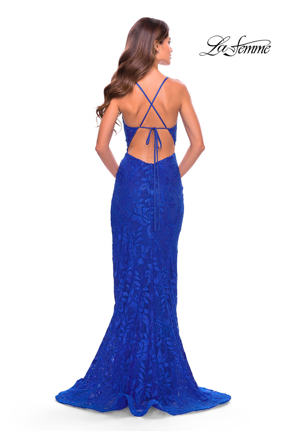 La femme royal hot sale blue prom dress