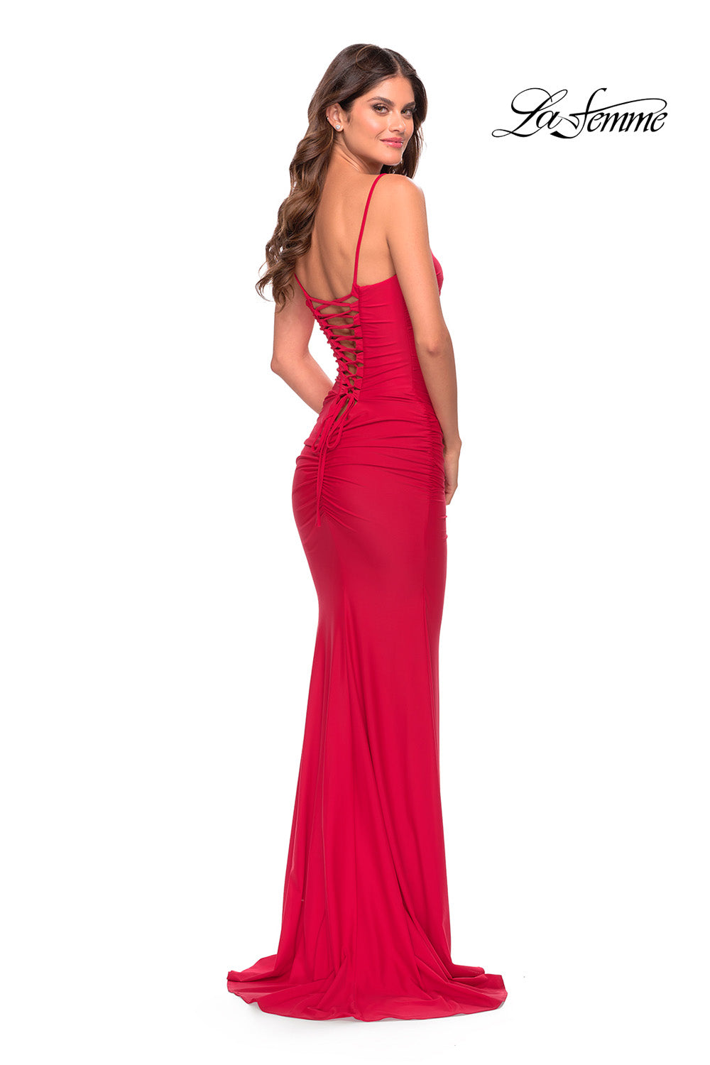 La Femme 31330 prom dress images.  La Femme 31330 is available in these colors: Black, Emerald, Red, Royal Blue.