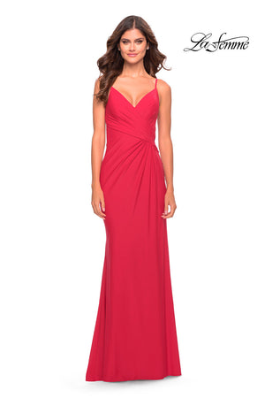 La Femme 31331 prom dress images.  La Femme 31331 is available in these colors: Aqua, Periwinkle, Red, White.