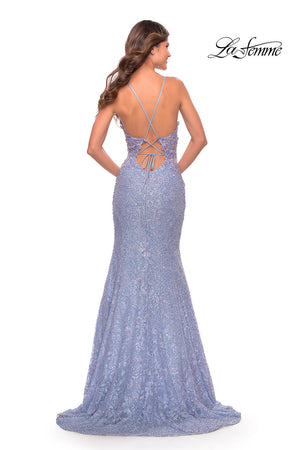 La Femme 31354 prom dress images.  La Femme 31354 is available in these colors: Light Periwinkle, Sage.