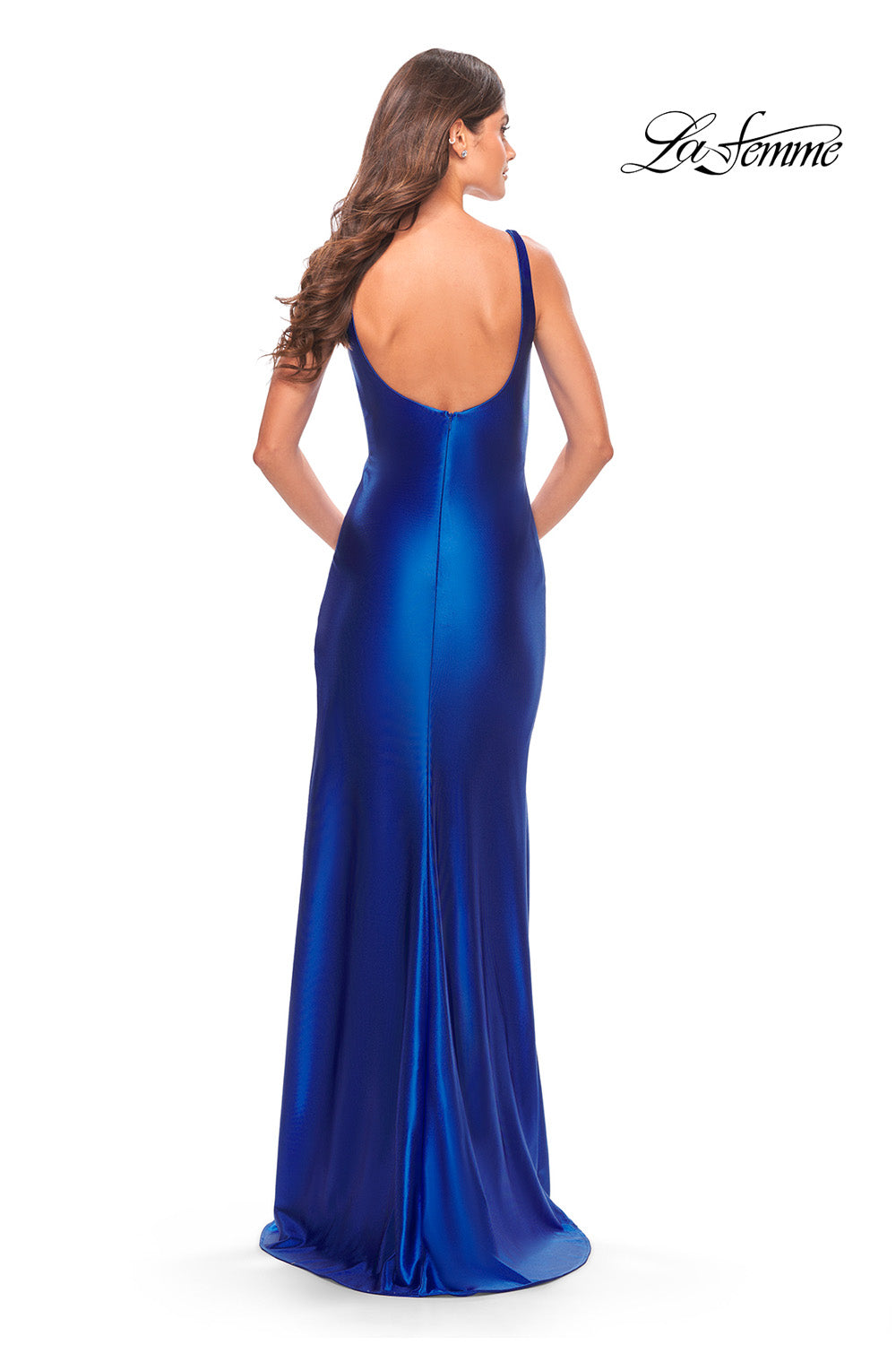 La Femme 31372 prom dress images.  La Femme 31372 is available in these colors: Black, Bronze, Royal Blue, Silver.
