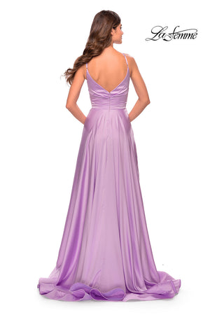 La Femme 31505 prom dress images.  La Femme 31505 is available in these colors: Lavender, Nude, Silver, Teal.