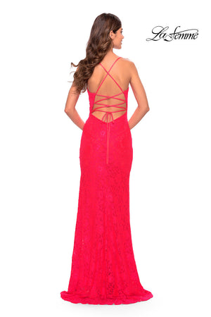 La Femme 31510 prom dress images.  La Femme 31510 is available in these colors: Hot Coral, Light Periwinkle.