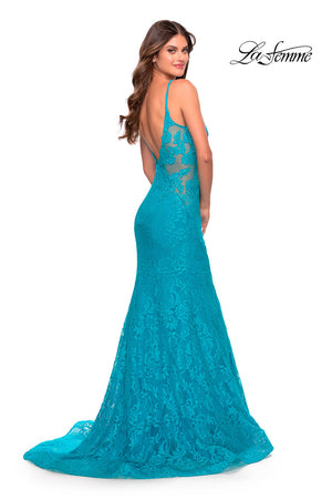 La Femme 31512 prom dress images.  La Femme 31512 is available in these colors: Aqua, Hot Coral, Purple, Sage.