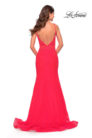 La Femme 31512 prom dress images.  La Femme 31512 is available in these colors: Aqua, Hot Coral, Purple, Sage.