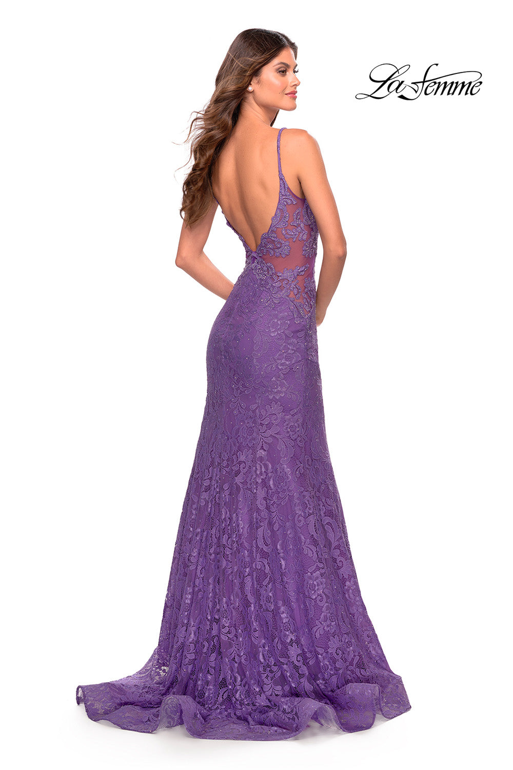 La Femme 31512 prom dress images.  La Femme 31512 is available in these colors: Aqua, Hot Coral, Purple, Sage.