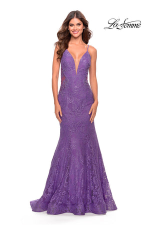 La Femme 31512 prom dress images.  La Femme 31512 is available in these colors: Aqua, Hot Coral, Purple, Sage.