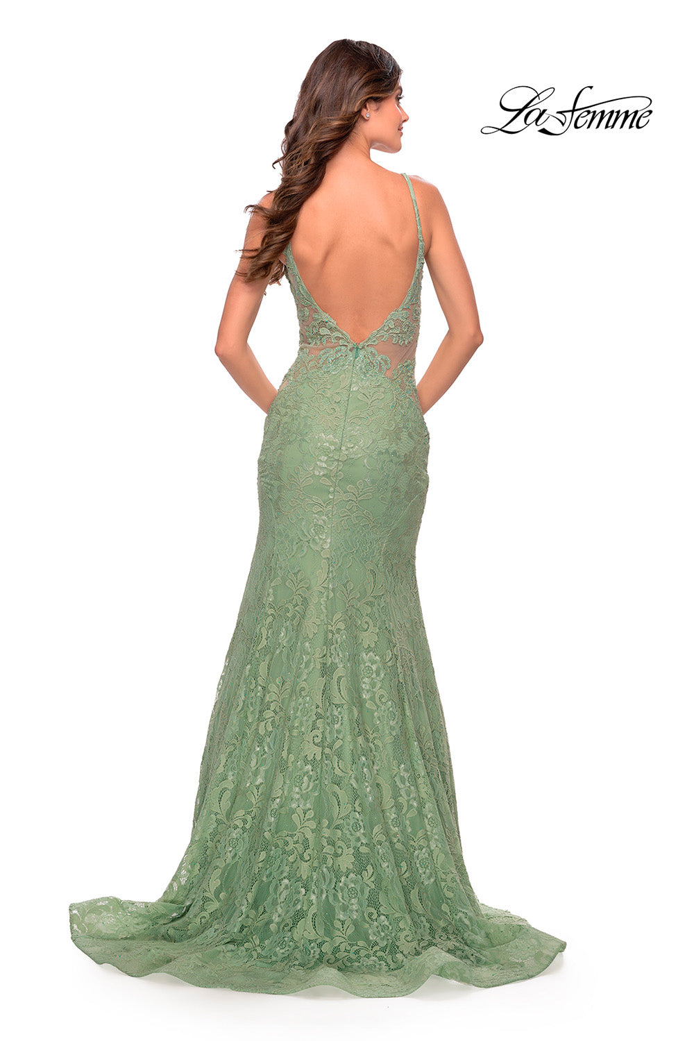 La Femme 31512 prom dress images.  La Femme 31512 is available in these colors: Aqua, Hot Coral, Purple, Sage.