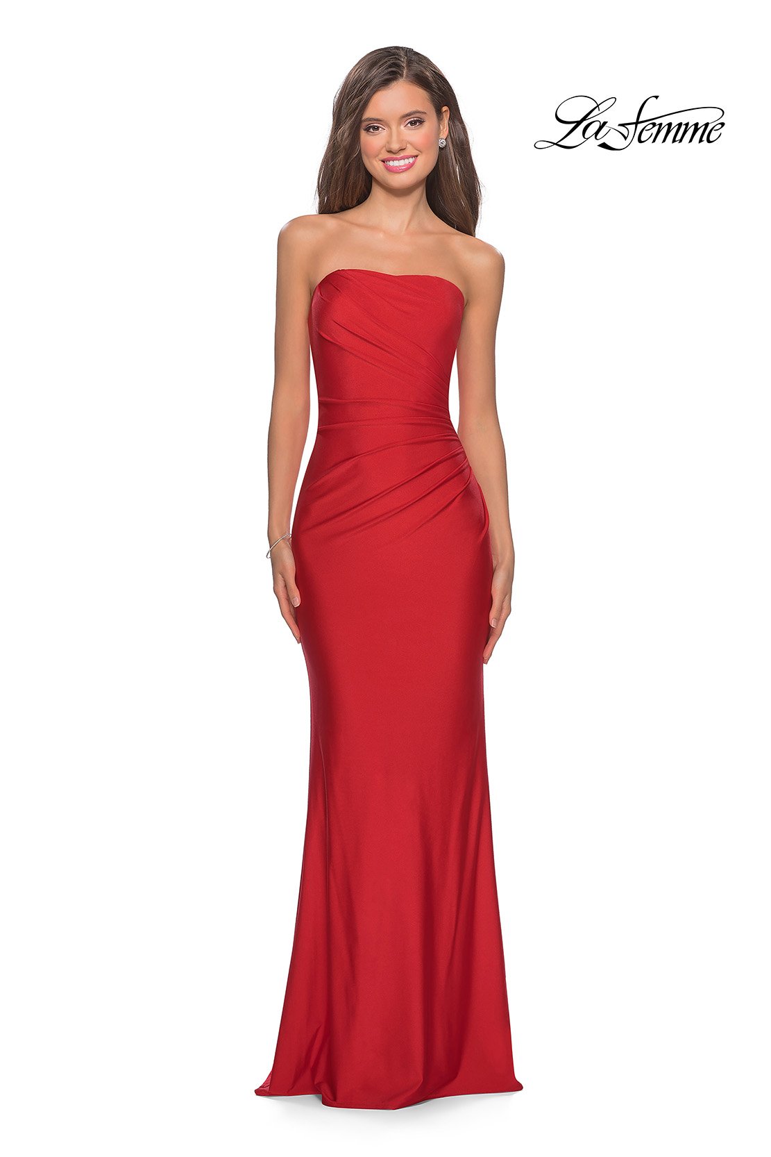 La Femme 28269 dress images in these colors: Dark Berry, Mauve, Red, Royal Blue.