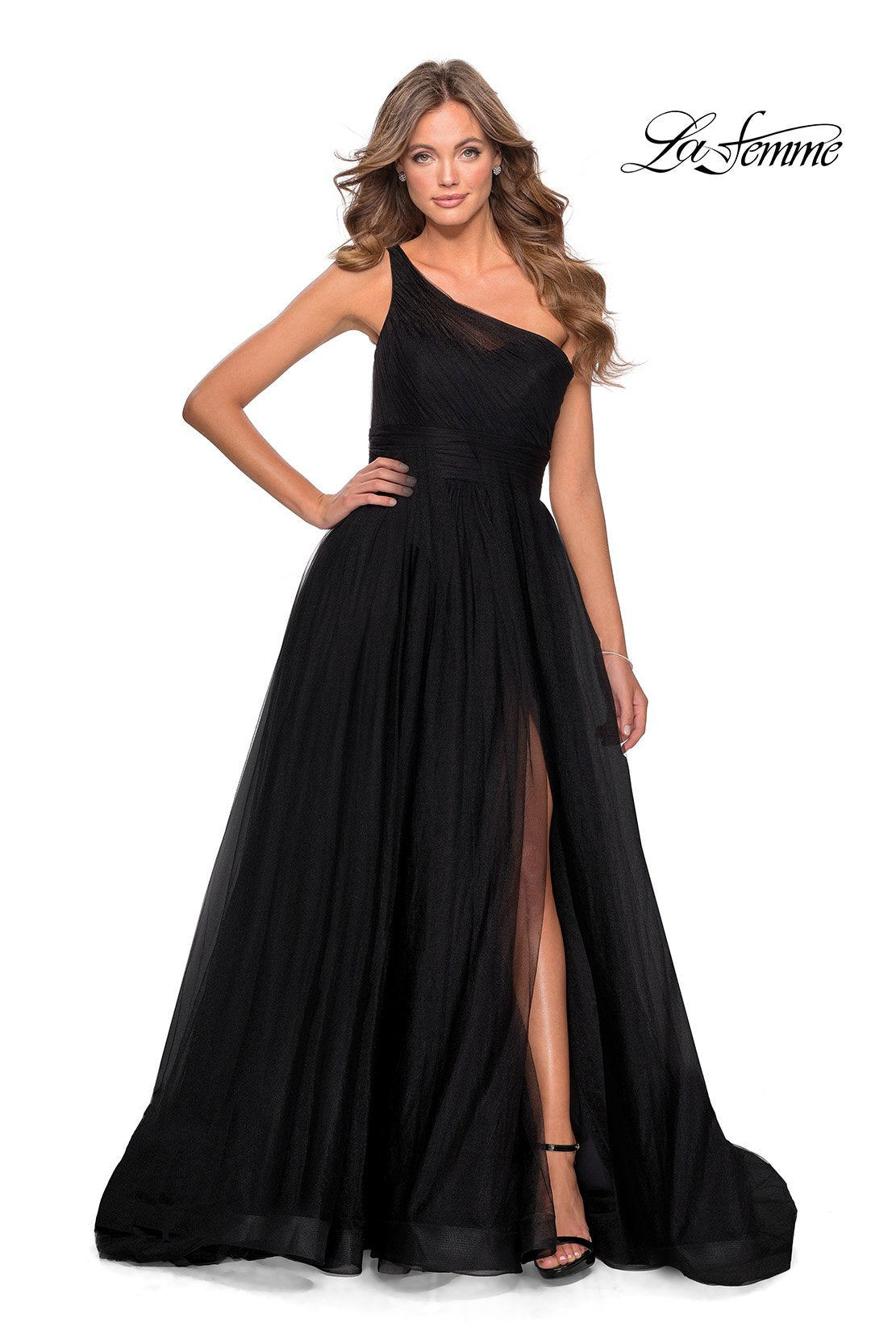 La Femme 28383 dress images in these colors: Black.