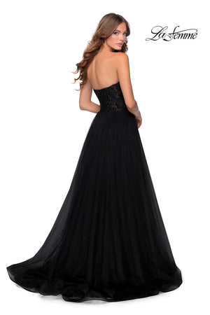 La Femme 28487 dress images in these colors: Black, Royal Blue.