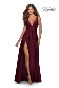 La Femme 28547 dress images in these colors: Black, Dark Berry, Mauve, Nude, Silver.