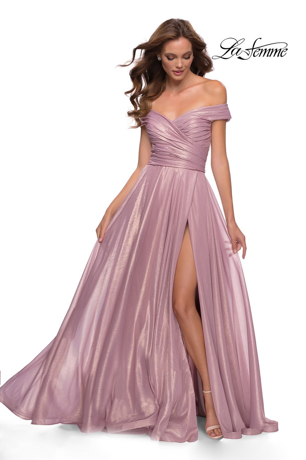 La Femme 29172 dress images in these colors: Pink Metallic.