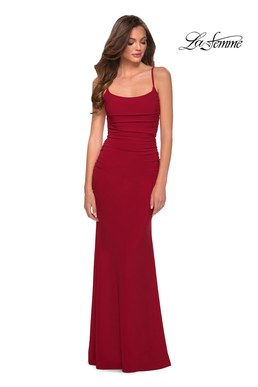 La Femme 29358 dress images in these colors: Black, Red.