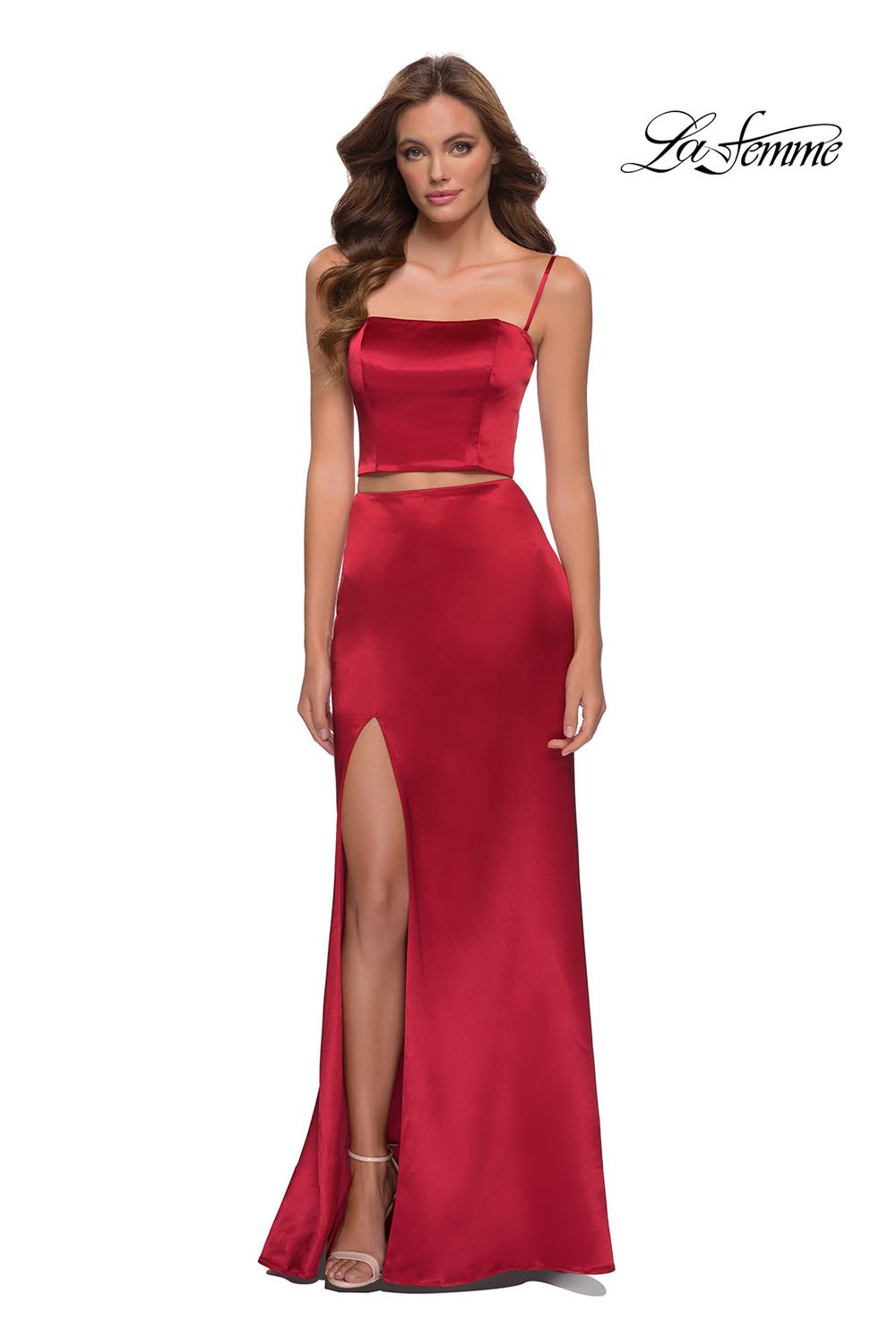 La Femme 29941 dress images in these colors: Black, Red.