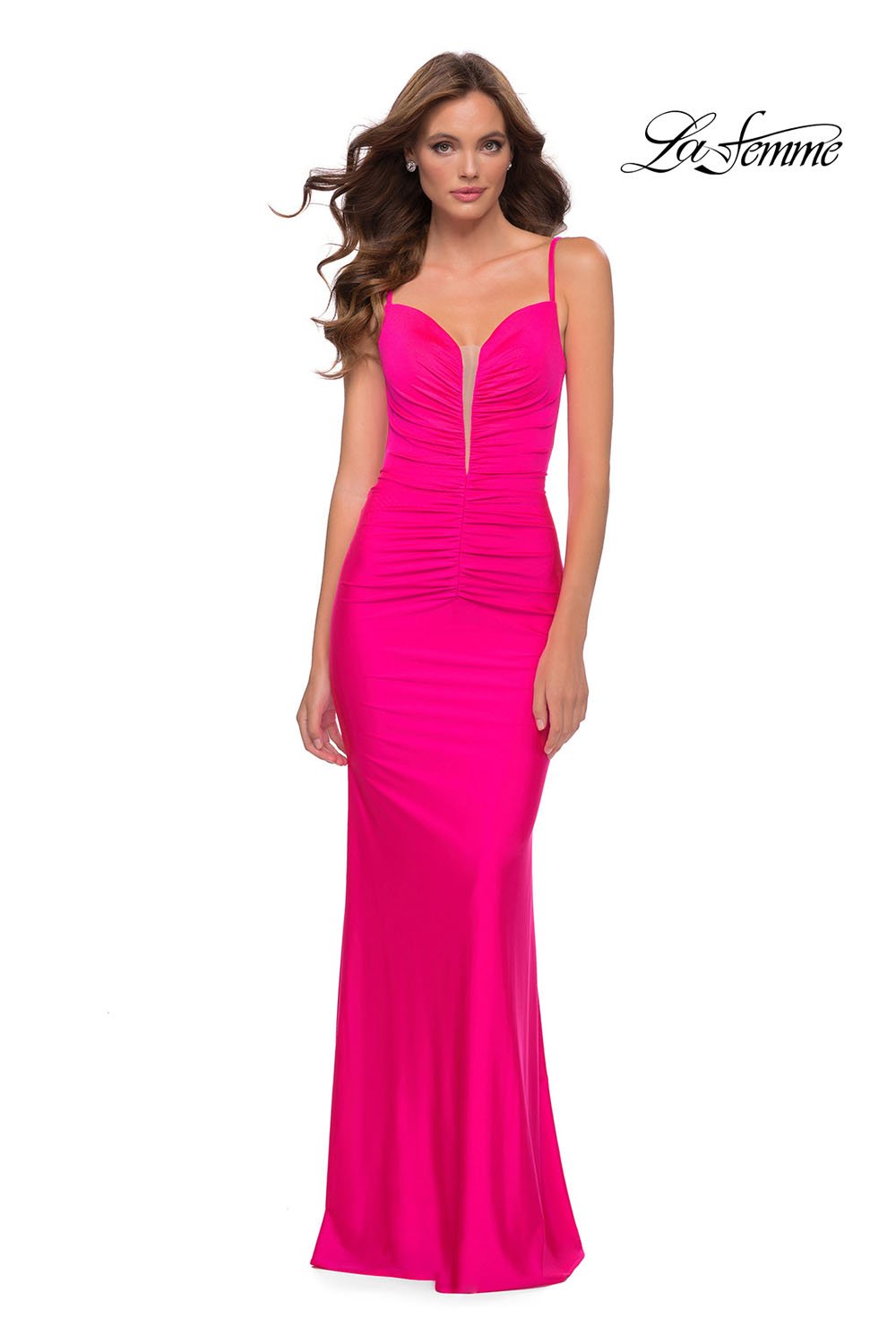 La Femme 29966 dress images in these colors: Neon Pink.