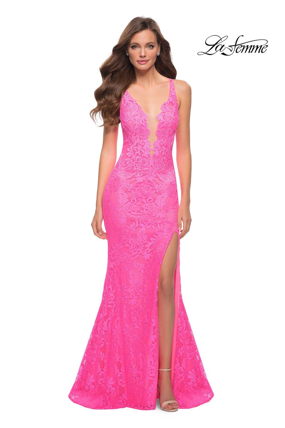 La Femme 29978 dress images in these colors: Neon Pink.