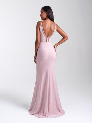 $20 prom dresses ZAPAKA Women Prom Dress A-Line V Neck Floor-Length Beaded Tulle Light Green Evening Dress with Slit, Light Green / US2