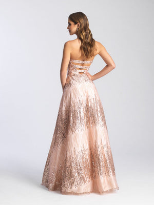 Madison James 20-321 dress images in these colors: Rose Gold, Gold, Navy, Fuchsia.