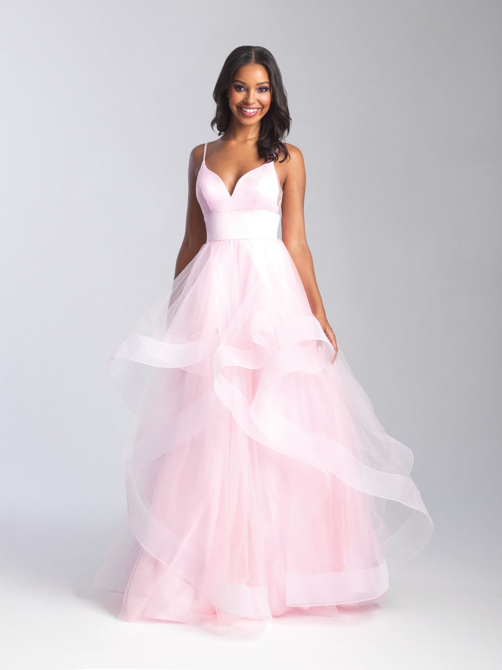 Madison James 20-328 dress images in these colors: Pink, Red, Ivory, Light Blue.