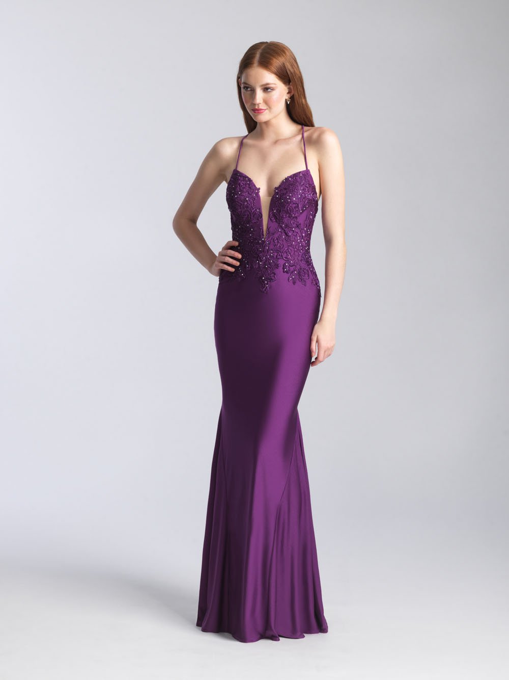 Madison James 20-360 dress images in these colors: Purple, Red, Turquoise, Navy.