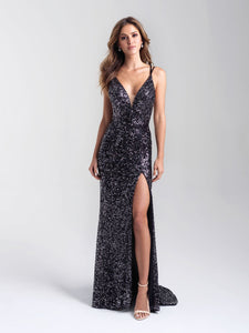 Madison James 20-367 dress images in these colors: Black Silver, Grey, Champagne.