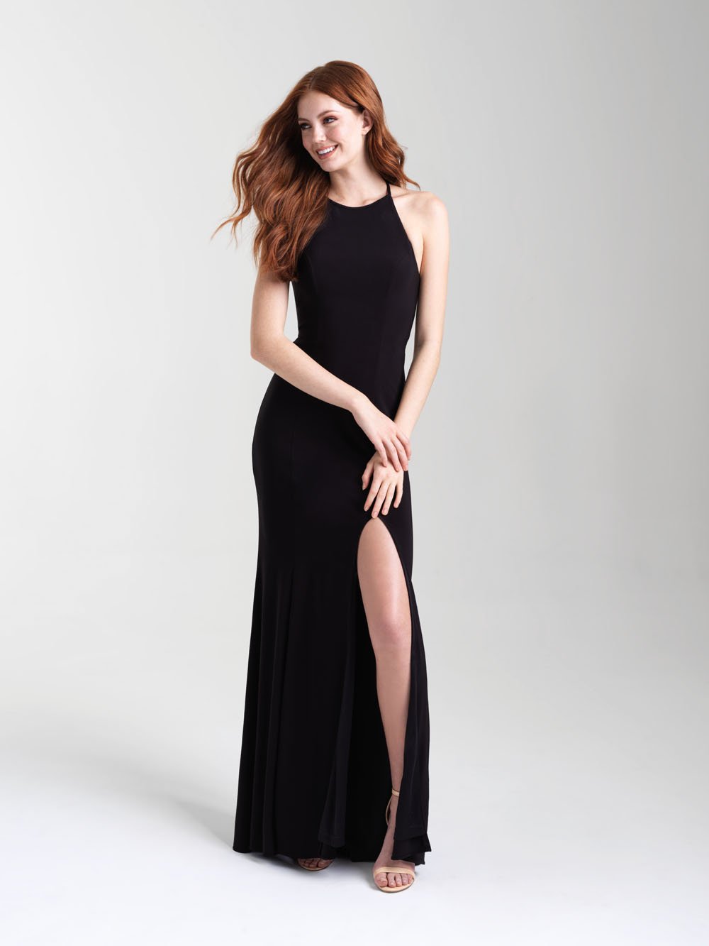 Madison James 20-371 dress images in these colors: Black, Red, Royal, Hot Pink.