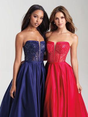 Madison James 20-372 dress images in these colors: Red, Navy, Black.