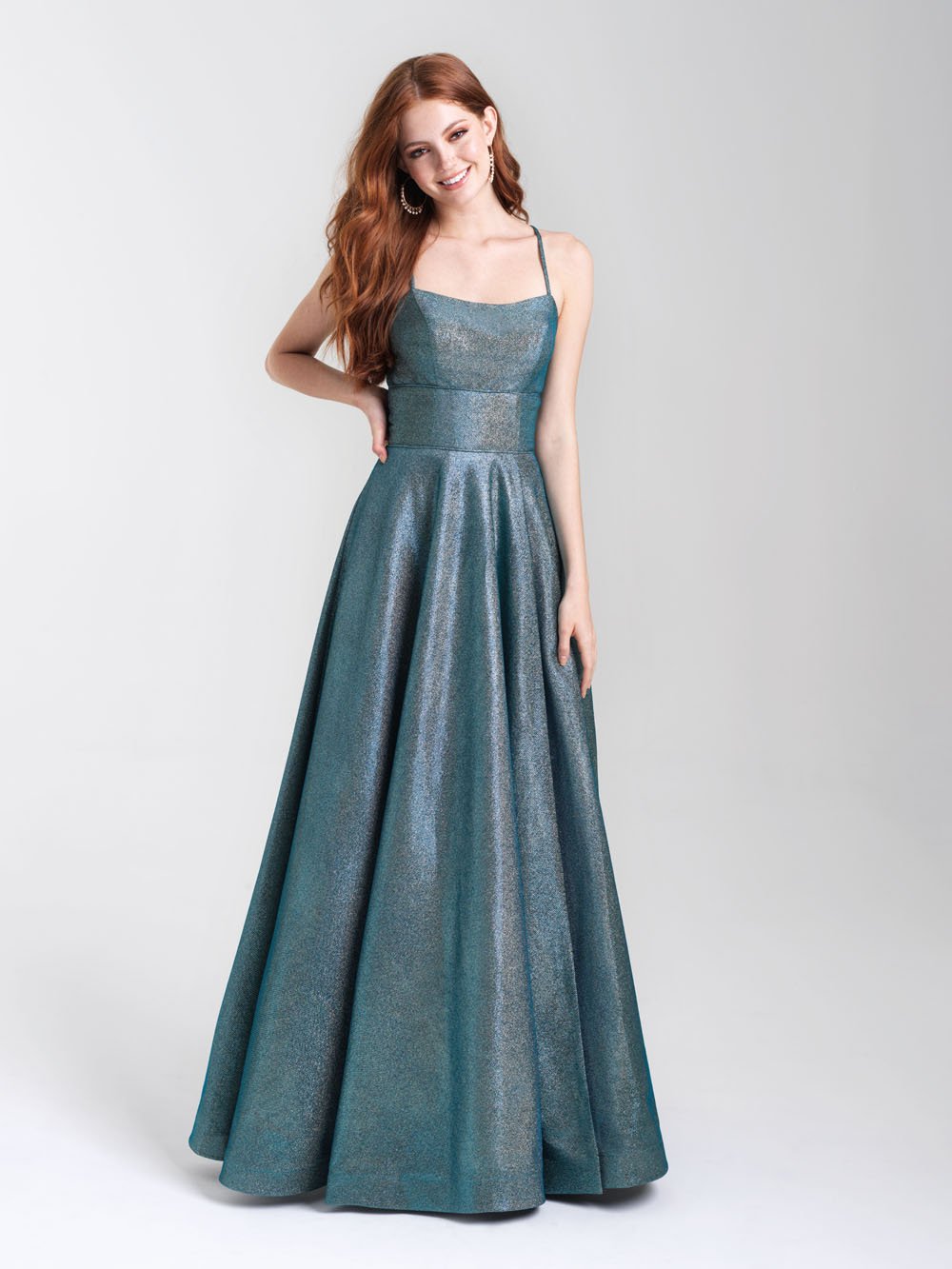 Madison James 20-381 dress images in these colors: Turquoise, Purple, Copper Rose.