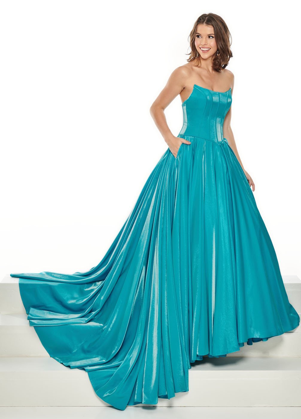 PrimaDonna by Rachel Allan 5098 dress images in these colors: Tangerine, Turquoise.