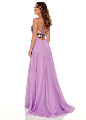Rachel Allan 70060 dress images in these colors: Black Silver, Lilac.