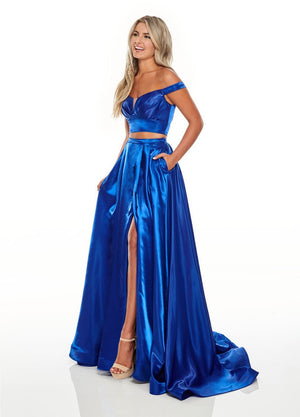 Rachel Allan 7185 dress images in these colors: Fuchsia, Red, Royal, Yellow.